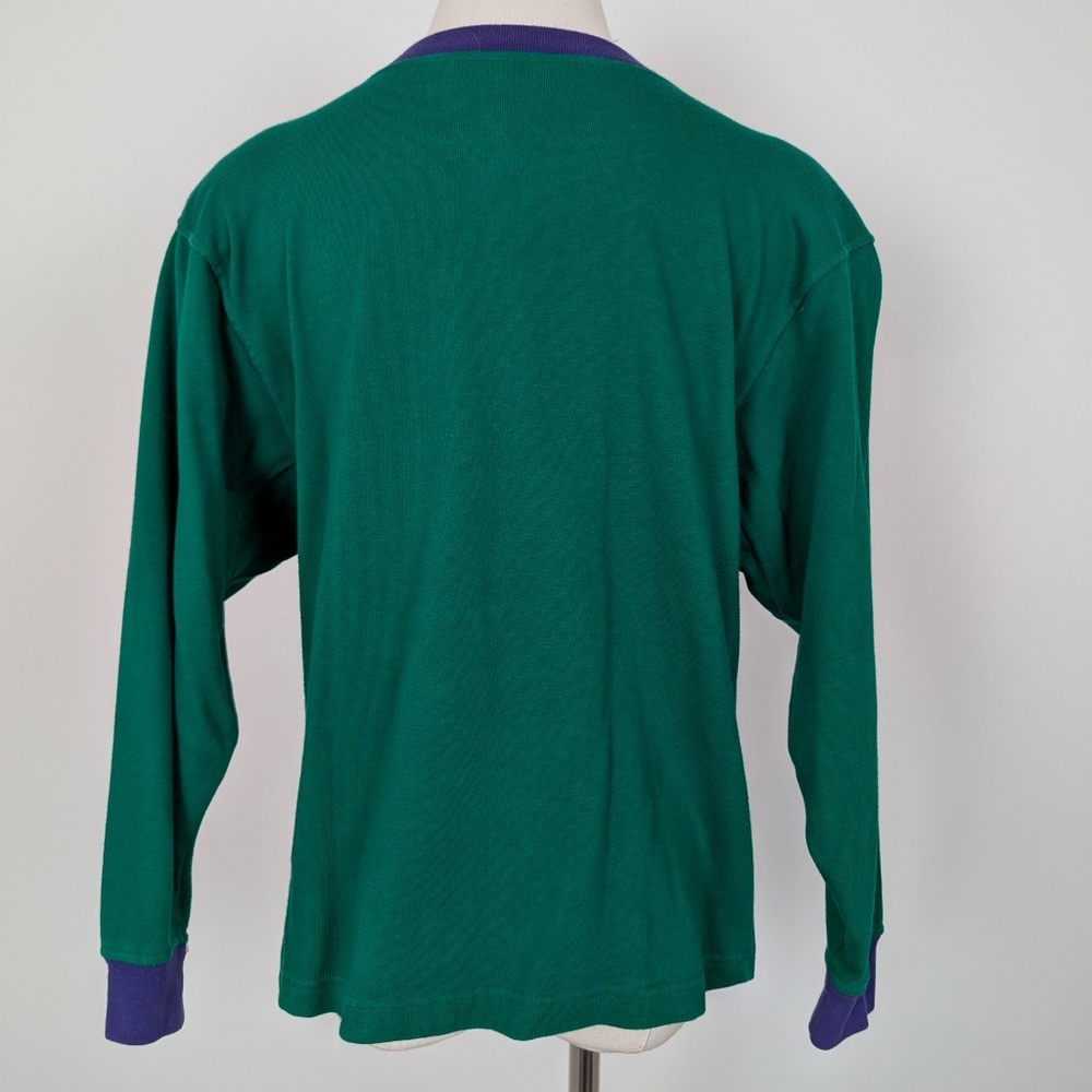 80s Adrienne Vittadini 3/4 Sleeve Pony Shirt Equestrian Embroidered Crest Button - Picture 8 of 9